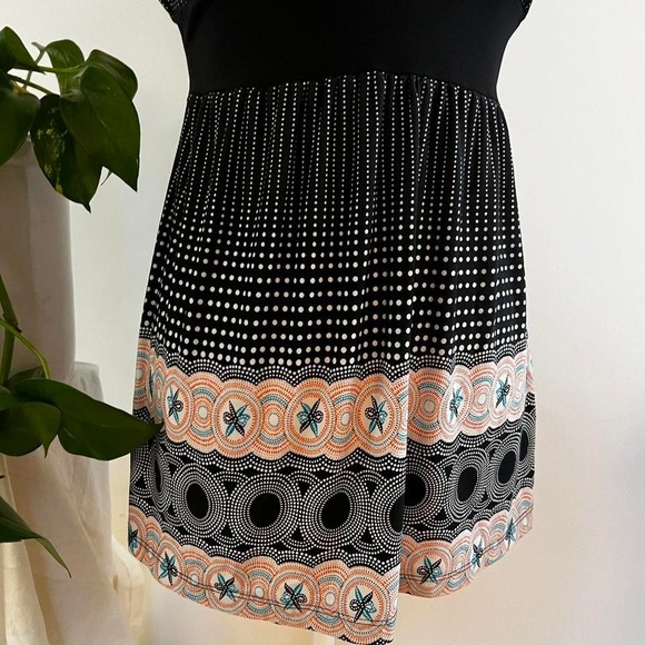 Y2K Charlotte Russe Baby Doll V Neck Top with Tie Black Polkadot and Patterned L - Picture 2 of 8